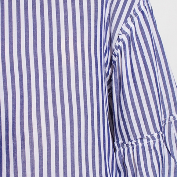 Navy Striped Bell Sleeve Boho Top - Picture 6 of 6